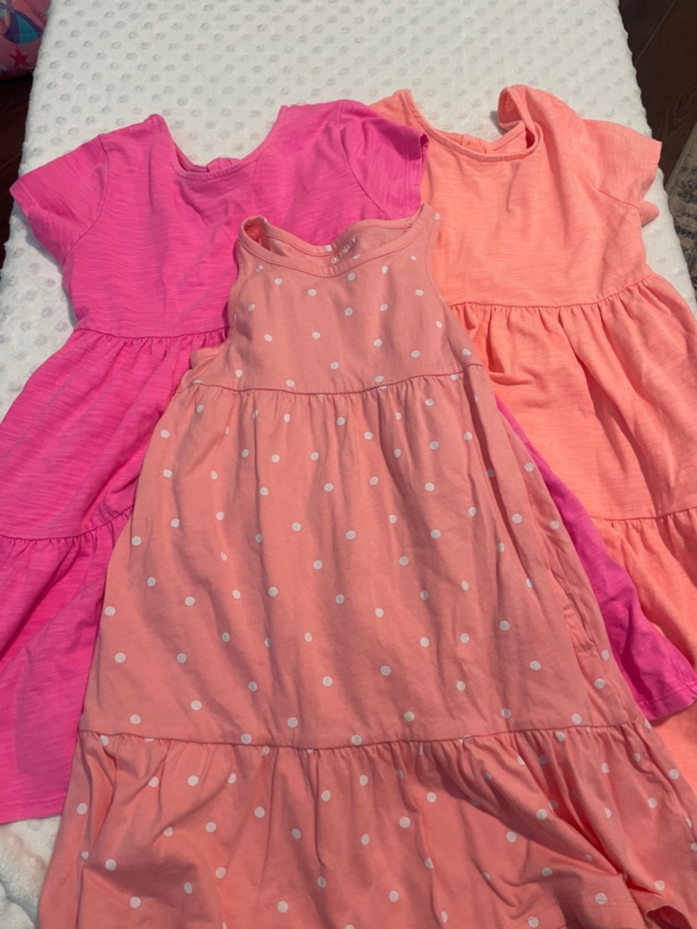 Cat & Jack Girls' and Old Navy Pink & Coral Polka Dot Tiered Dresses